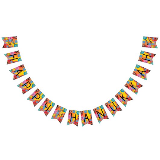 Bannière À Fanions Hanoukka Swallowtail Banner Dancing Dreidels (Tout)