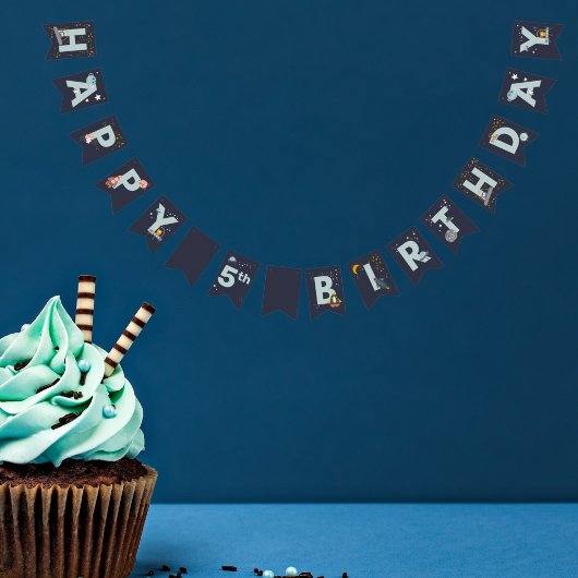 Bannière À Fanions Happy Birthday Banner Flags Out of This World