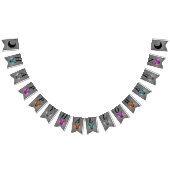 Bannière À Fanions Happy Halloween Colourful Flying Bats Dark Grey (Tout)