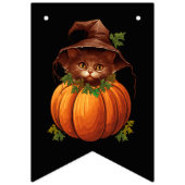 BANNIÈRE À FANIONS HAPPY HALLOWEEN FUNNY CHAT CITROUILLE (Premier drapeau)