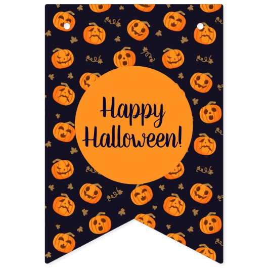 Bannière À Fanions Happy Halloween Funny mignon Motif Citrouille oran (Deuxième drapeau)