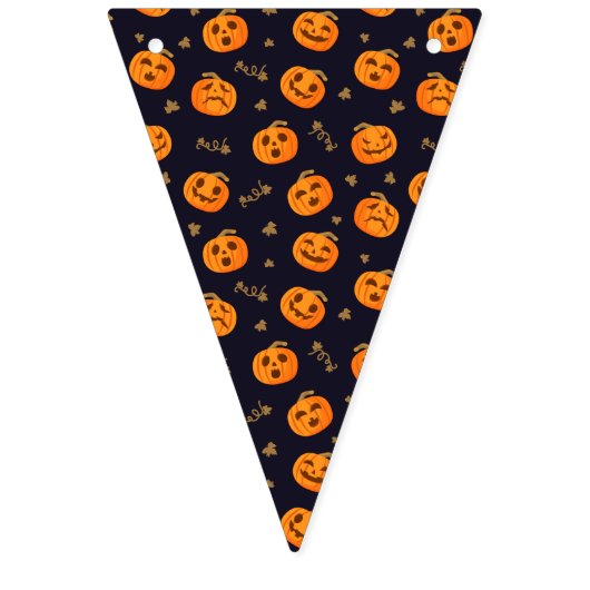 Bannière À Fanions Happy Halloween Funny mignon Motif Citrouille oran (Premier drapeau)