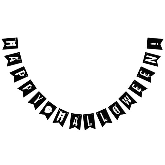 Bannière À Fanions Happy Halloween noir et blanc fantôme (Tout)