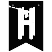 Bannière À Fanions Happy Halloween noir et blanc fantôme (Premier drapeau)