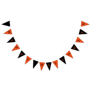 Bannière À Fanions Happy Halloween Orange et Black Bunting