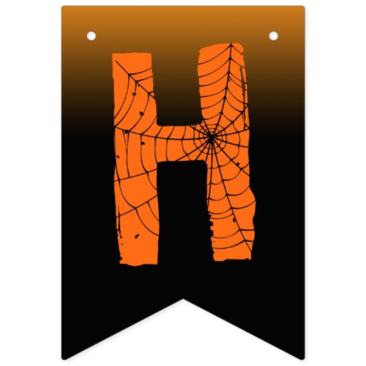 Bannière À Fanions Happy Halloween Party spiderweb typographie éffray (Deuxième drapeau)