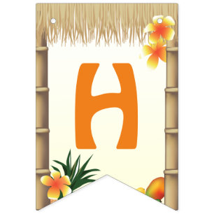 Bannière À Fanions Hawaiian Luau Tiki Hut Tropical Birthday Party