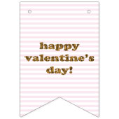 Bannière À Fanions Heureuse Sainte-Valentin | Tiges et rayures roses (Deuxième drapeau)