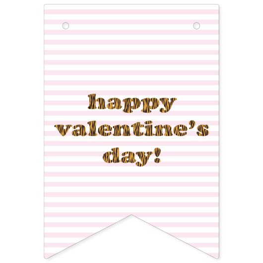 Bannière À Fanions Heureuse Sainte-Valentin | Tiges et rayures roses (Deuxième drapeau)