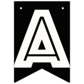 BANNIÈRE À FANIONS HEUREUX ANNIVERSAIRE ‹ WHITE TEXT ON NOIR ARRIÈRE  (Troisième drapeau)