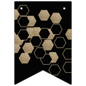 Bannière À Fanions hexagone géométrique moderne noir et or partie (Troisième drapeau)