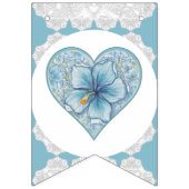 Bannière À Fanions Hibiscus & dentelle TURQUOISE (Premier drapeau)