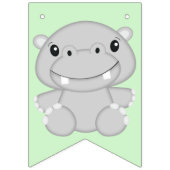Bannière À Fanions Hippo fête d'anniversaire vert (Premier drapeau)