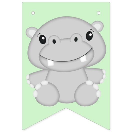 Bannière À Fanions Hippo fête d'anniversaire vert (Premier drapeau)
