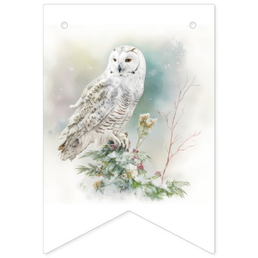 Bannière À Fanions Hivernal Chouette aquarelle Vibes - Anniversaire (Premier drapeau)