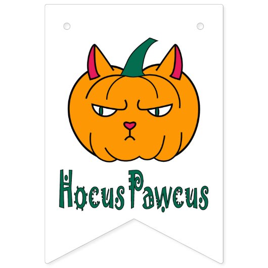Bannière À Fanions Hocus pawcus Halloween citrouille ginger cat magie (Deuxième drapeau)