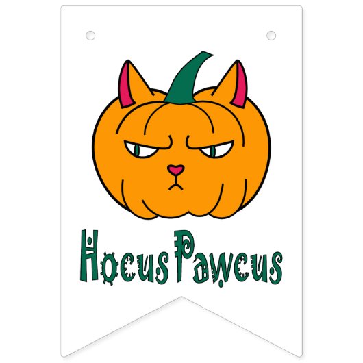 Bannière À Fanions Hocus pawcus Halloween citrouille ginger cat magie (Premier drapeau)