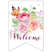 Bannière À Fanions holiES - le ressort d'aquarelle fleurit le bouquet (Troisième drapeau)