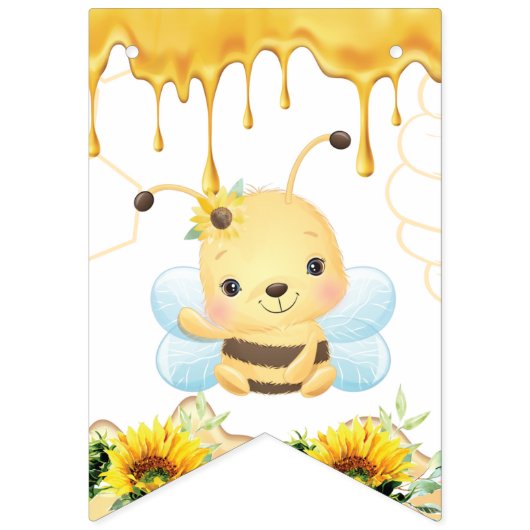 Bannière À Fanions Honey Bee Joyeux anniversaire (Premier drapeau)