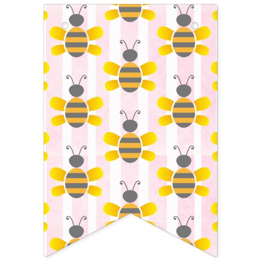 Bannière À Fanions Honeybee Bumblebee Honeycomb Rose Girl Baby shower (Premier drapeau)