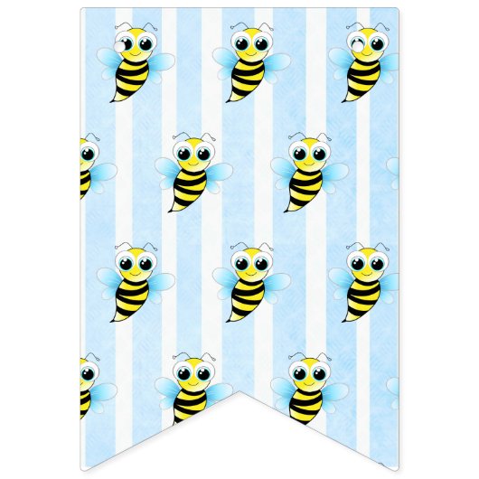 Bannière À Fanions Honeybee Bumblebee Honeypeb Blue Boy Baby shower (Premier drapeau)