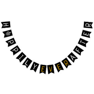 Bannière À Fanions Hoppily pour toujours Co-Ed épousant la Fête de la