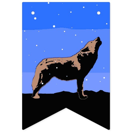 Bannière À Fanions Howling Wolf en hiver - Art faunique original (Premier drapeau)