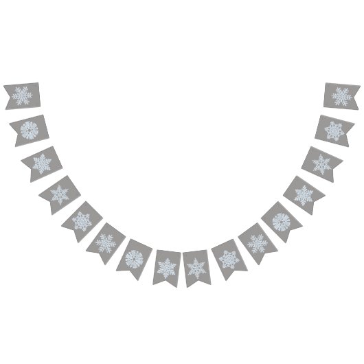 Bannière À Fanions Icy White Frozen Snowflake Élégant Christmas Grey (Tout)