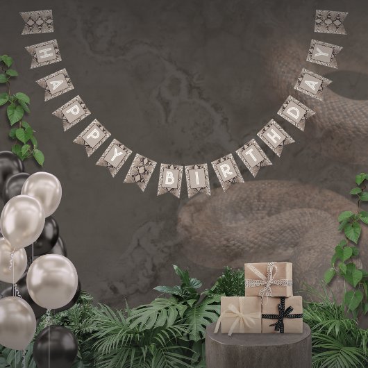 Bannière À Fanions Imprimé Animal Serpent Taupe Anniversaire
