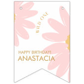 Bannière À Fanions Jalon 1er anniversaire Photo Pink Daisy (Premier drapeau)