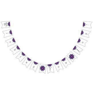 Bannière À Fanions Je vous souhaite de la joie ! Mandala en violet