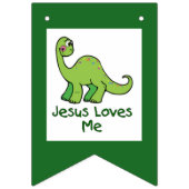 Bannière À Fanions Jésus m'aime dinosaure (Premier drapeau)