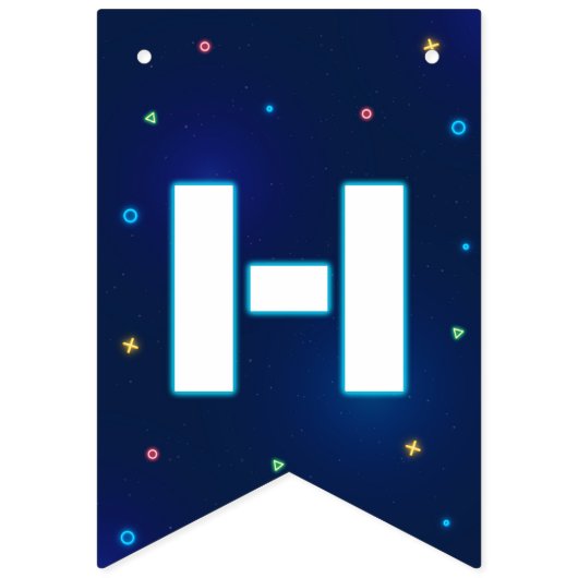 Bannière À Fanions Jeu vidéo Neon Arcade Joyeux anniversaire (Deuxième drapeau)