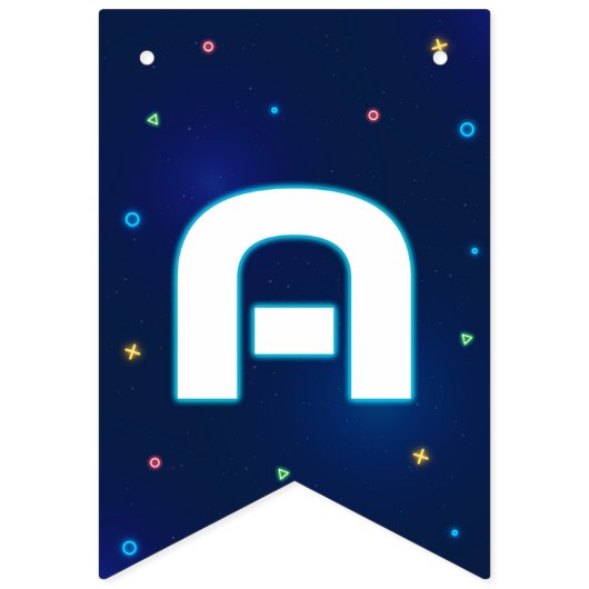 Bannière À Fanions Jeu vidéo Neon Arcade Joyeux anniversaire (Troisième drapeau)