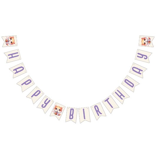 Bannière À Fanions Joli Anniversaire de Boba chat mignonne (Tout)