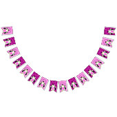 Bannière À Fanions Joli Anniversaire Pingouins Fleurs Roses (Tout)