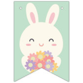 Bannière À Fanions Joli Lapin et Fleurs Arc en Ciel Joyeux anniversai (Premier drapeau)