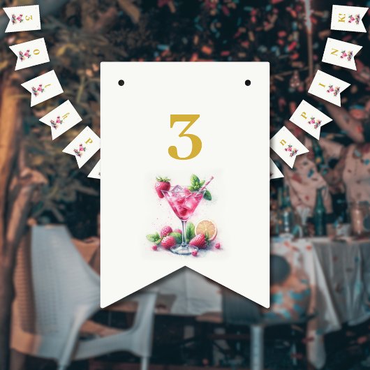 Bannière À Fanions Jolie en rose 30e anniversaire fête