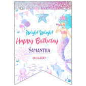 Bannière À Fanions Jolie fille de sirène rose violet bleu mauve Joyeu (Premier drapeau)