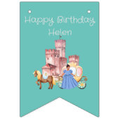 Bannière À Fanions Jolie princesse & château avec texte modifiable (Deuxième drapeau)