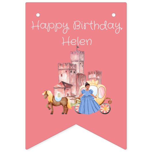 Bannière À Fanions Jolie princesse & château avec texte modifiable (Premier drapeau)