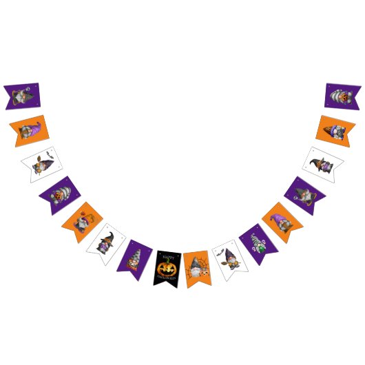 Bannière À Fanions Jote Halloween Gnomes Orange Purple Party (Tout)
