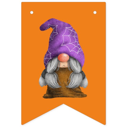 Bannière À Fanions Jote Halloween Gnomes Orange Purple Party (Deuxième drapeau)