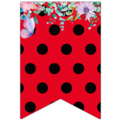 Bannière À Fanions Jote Red Ladybug Polka dot floral Fleur Anniversai (Premier drapeau)