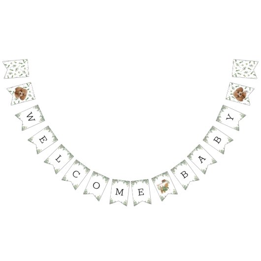 Bannière À Fanions Jouet Poodle Baby shower vert Chiot (Tout)