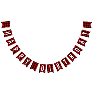 Bannière À Fanions Jour d'anniversaire de bûcherons
