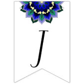 Bannière À Fanions Joy & Happiness ! Mandala en bleu foncé (Premier drapeau)