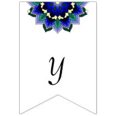 Bannière À Fanions Joy & Happiness ! Mandala en bleu foncé (Troisième drapeau)