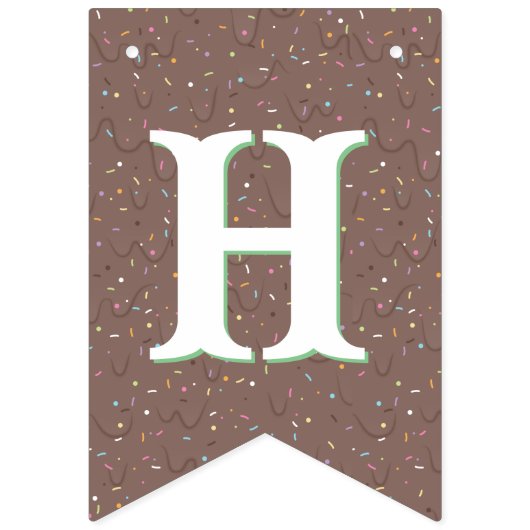 Bannière À Fanions Joyeuse crème glacée au chocolat d'anniversaire (Deuxième drapeau)