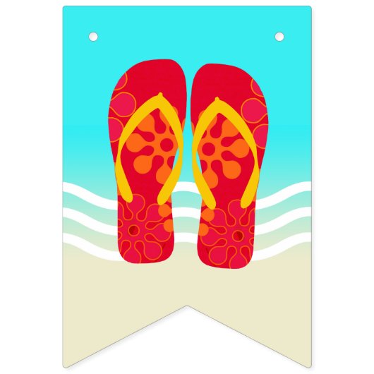 Bannière À Fanions Joyeuse fête de plage d'anniversaire (Premier drapeau)